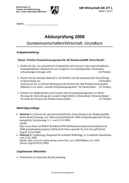 Abiturprüfung 2009 - LKSowi-CFvWG10-12