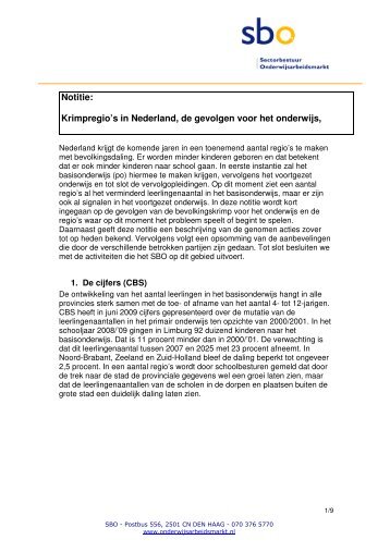 Notitie - sbo Sectorbestuur Onderwijsarbeidsmarkt