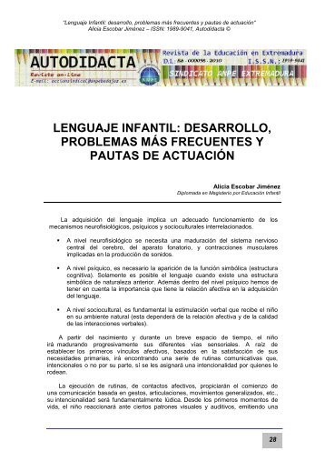 lenguaje infantil: desarrollo, problemas más ... - ANPE BADAJOZ