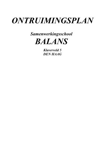 ONTRUIMINGSPLAN BALANS