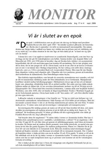 Vi är i slutet av en epok (pdf) - LaRouche.se