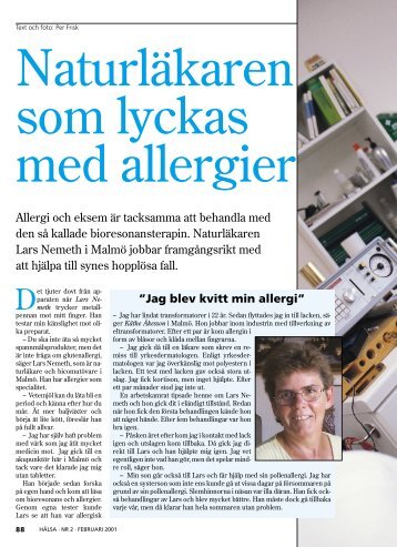 Allergi och eksem är tacksamma att behandla med ... - BioResonans