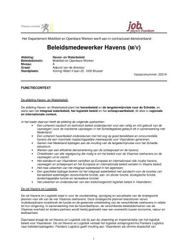 Beleidsmedewerker Havens (M/V) - Jobpunt Vlaanderen