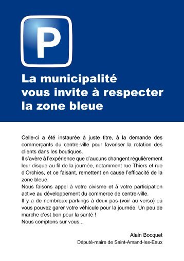 La municipalité vous invite à respecter la zone bleue - Saint Amand ...