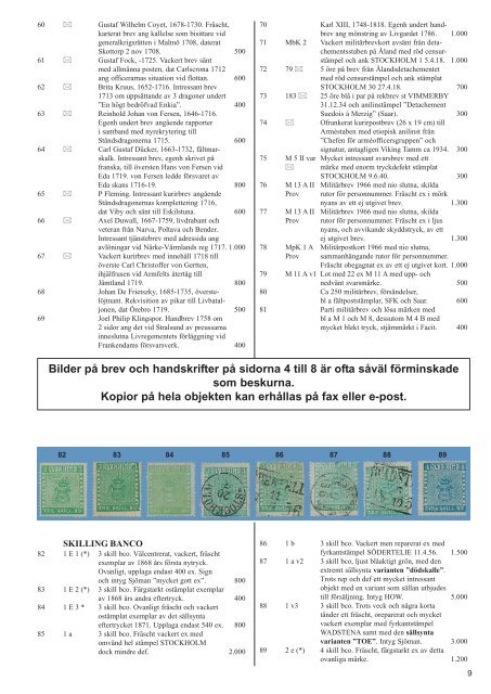 Auktion 130 dec 2010 - Frimärkshuset Skandinavisk Filateli AB