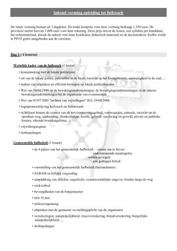 Inhoud vorming opleiding tot fuifcoach - Gemeente Zaventem