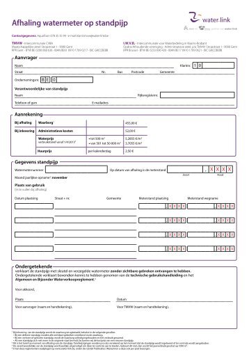 Afhaling watermeter op standpijp - Water-link