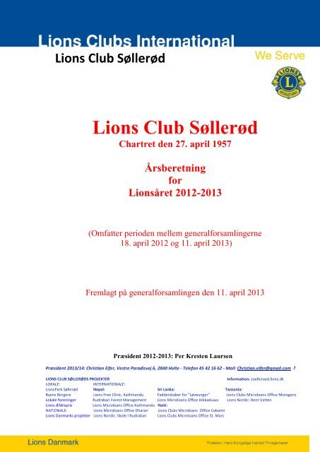 Årsrapport 2012-2013 - Lions Club - Søllerød - Lions Danmark
