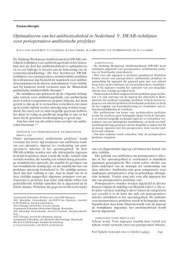 Perioperatieve antibiotische profylaxe - VMS