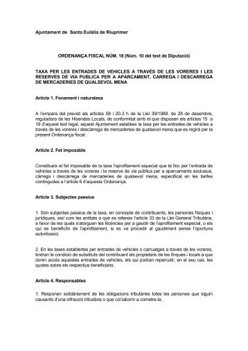 taxa per entrada de vehicles-guals - ORGT - Diputació de Barcelona