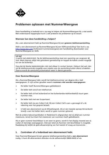 Problemen oplossen met NummerWeergave - Kpn