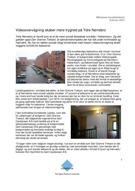 Videoovervågning skaber mere tryghed på Ydre Nørrebro - Milestone