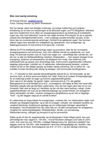 Biler med særlig indretning Af Solveig Hansen, sol@dhf-net ... - PTU