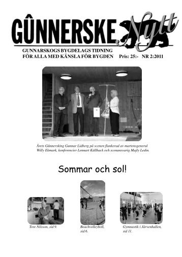 GûnnerskeNytt nr 2/2011 - Gunnarskogs bygdelag