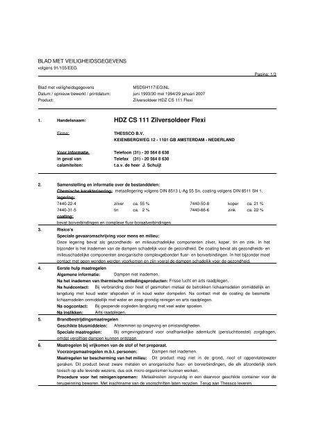 MSDS - Soldeer - HDZ CS111 Flexi=FZS 55 - H084.EG.NL