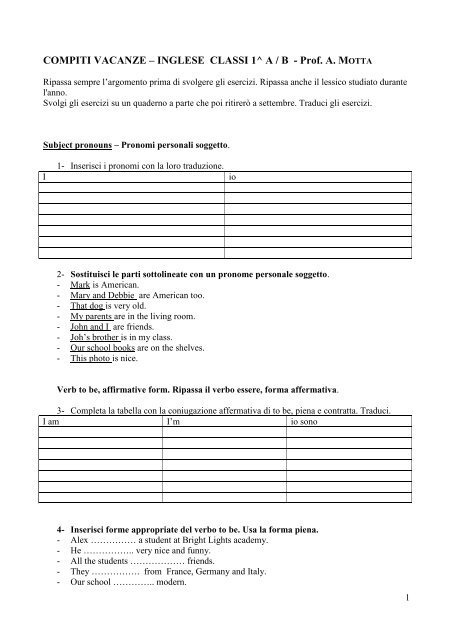 Inglese 1a B Scuolecornate It