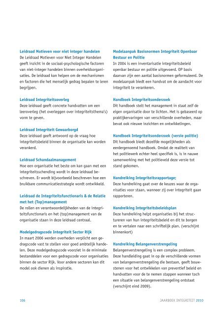 Het jaarboek integriteit 2010 - BIOS