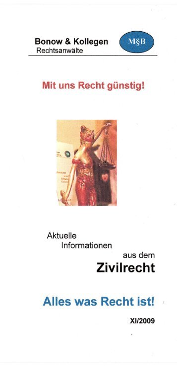 Aktuelle Informationen zum Zivilrecht XI/2009 - Bonow & Kollegen