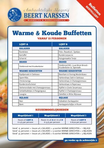 Warme & Koude Buffetten - Ambachtelijke Slagerij Beert Karssen