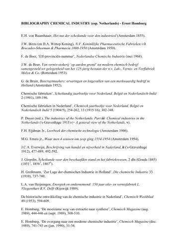 Nederlandse chemische Industrie - bibliography - Kncv