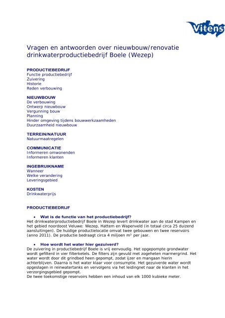 Vraag + antwoord renovatie productiebedrijf Boele.pdf - Vitens