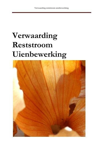 Verwaarding Reststroom Uienbewerking - Biomassandbioenergy.nl