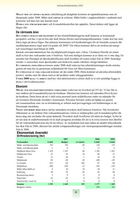 ORSA KOMMUN ÅRSREDOVISNING 2007