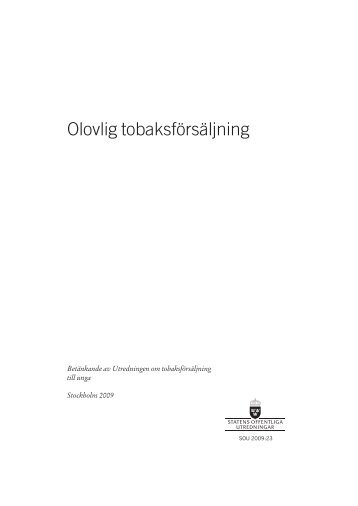 Olovlig tobaksförsäljning - Government Offices of Sweden