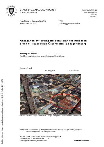 Antagande av detaljplan för Riddaren 5 och 6 ... - Regina Kevius