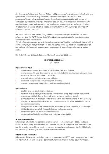 Het Nederlands Instituut voor Zorg en Welzijn ... - Jos van der Lans