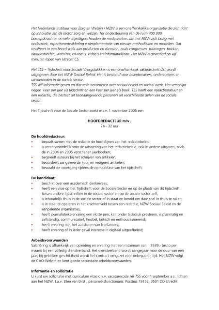 Het Nederlands Instituut voor Zorg en Welzijn ... - Jos van der Lans