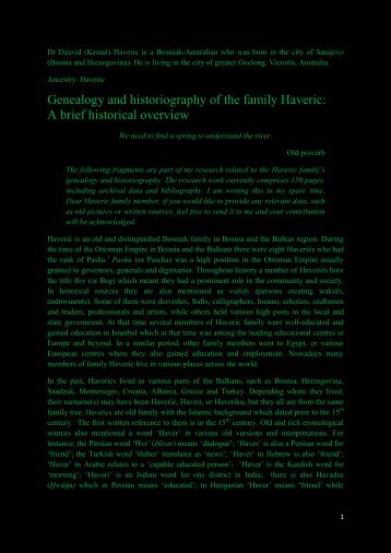 Genealogy and historiography of the family Haveric ... - Dzavid Haveric