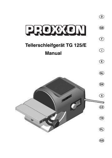 Tellerschleifgerät TG 125/E Manual - Gereedschap modelbouw