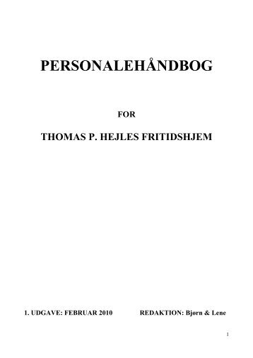 Personale håndbog - Thomas P.Hejles Fritidshjem