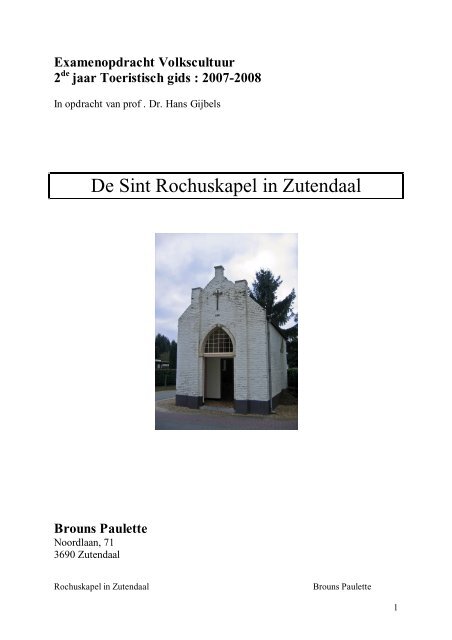 de sint Rochuskapel in Zutendaal - Limburgse Volkskunde