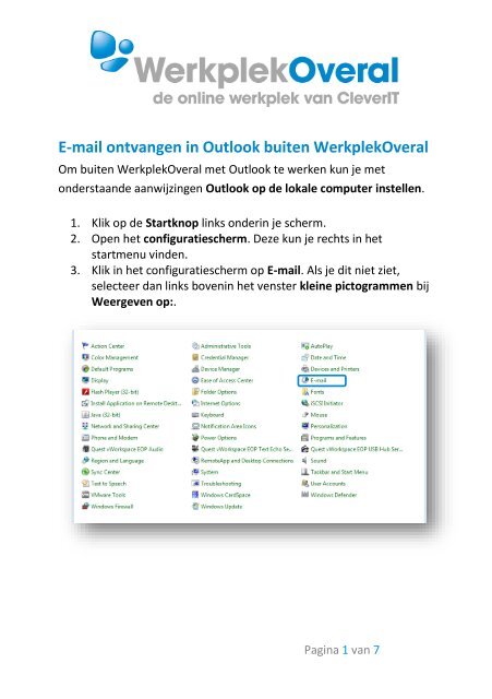 Outlook instellen op lokale computer - CleverIT
