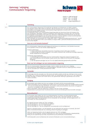 Aanvraag / wijziging Communautaire Vergunning - Kiwa diensten