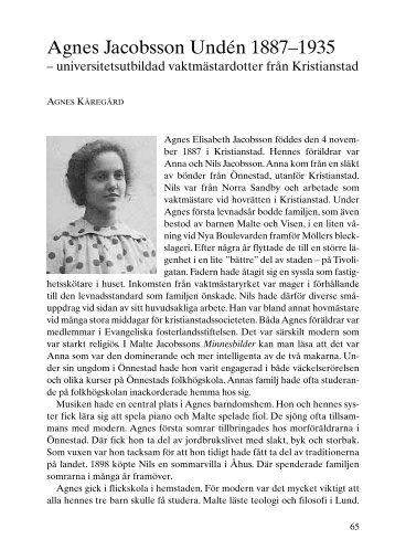 Agnes Jacobsson Undén 1887–1935 - Föreningen Gamla ...