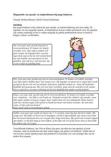 Diagnostiek van spraak- en taalproblemen bij jonge kinderen - Bosk