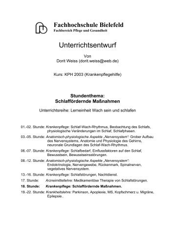 Schlaffördernde Maßnahmen - QuePNet - Fachhochschule Bielefeld
