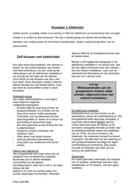 KW elektriciteit - Woonbedrijf