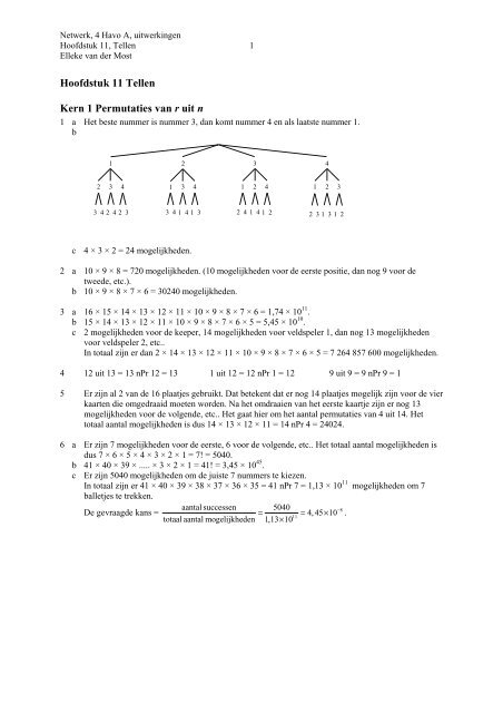 Hoofdstuk 11 - Netwerk 4e editie havo 4 wiskunde A helpdesk Hoofdstuk 11 - Netwerk 4E Editie Havo 4 Wiskunde A Helpdesk