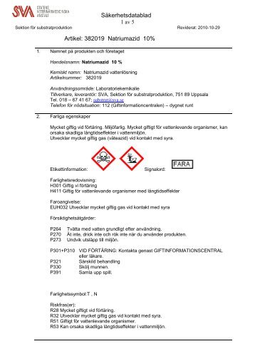 Natriumazid 10%, art.nr B382019 - SVA