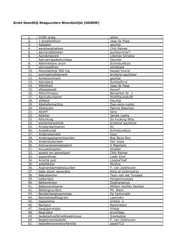 Grote GeenStijl Reaguurders Woordenlijst (GGSRW) 1. 01NK-griep ...