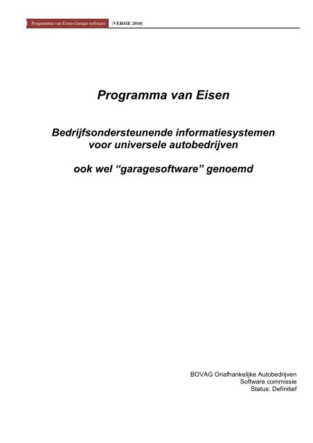 Download hier het Programma van Eisen - Aftersales Magazine