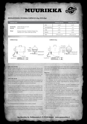 Bruksanvisning Muurikka Elrökugn 6845 och 6846 - Bent Brandt A/S
