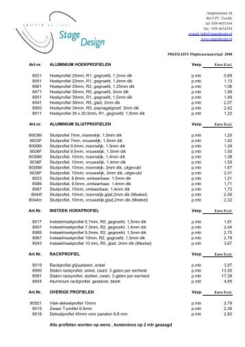 Art.nr. ALUMINIUM HOEKPROFIELEN Verp. 8021 ... - Stage Design