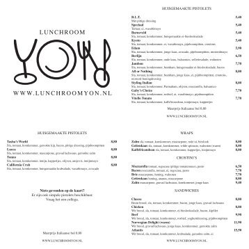 Klik hier om onze menukaart te bekijken. - Lunchroom Yon