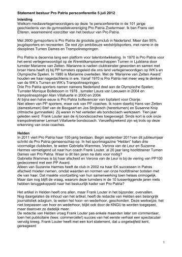 B. Statement Bestuur Pro Patria