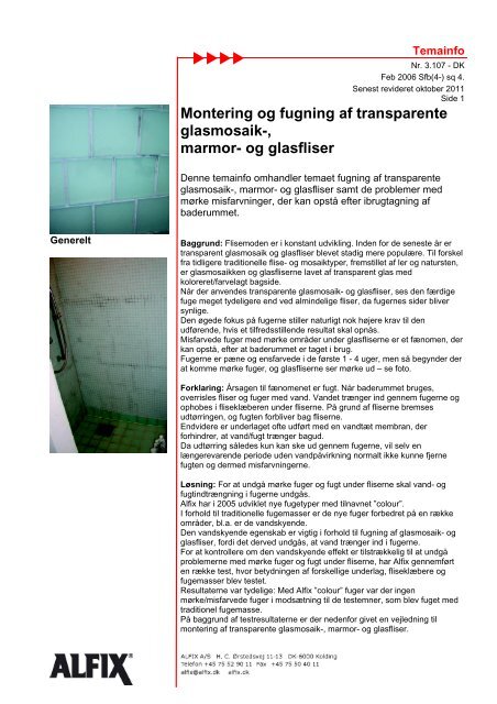 Montering og fugning af transparente glasmosaik-, marmor- og ...